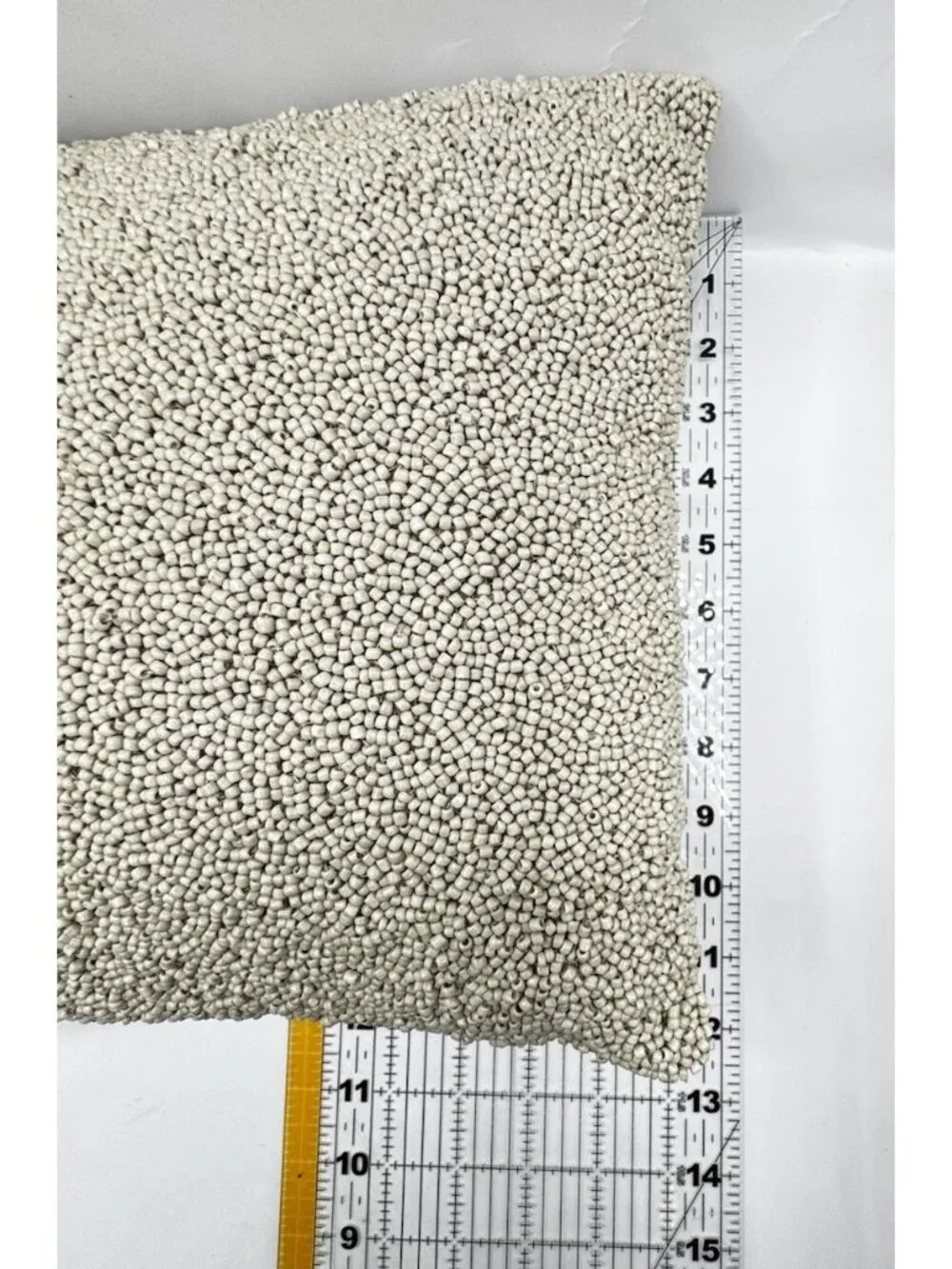 DKNY Home Gridlock Seed Bead Embellished Throw Accent Pillow 12x12 Taupe Tan EUC